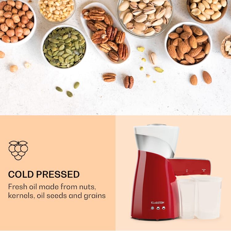 Olivia, lis na olej, lisování za studena, 650 W, 700 g, 2 lisovací šneku Červená