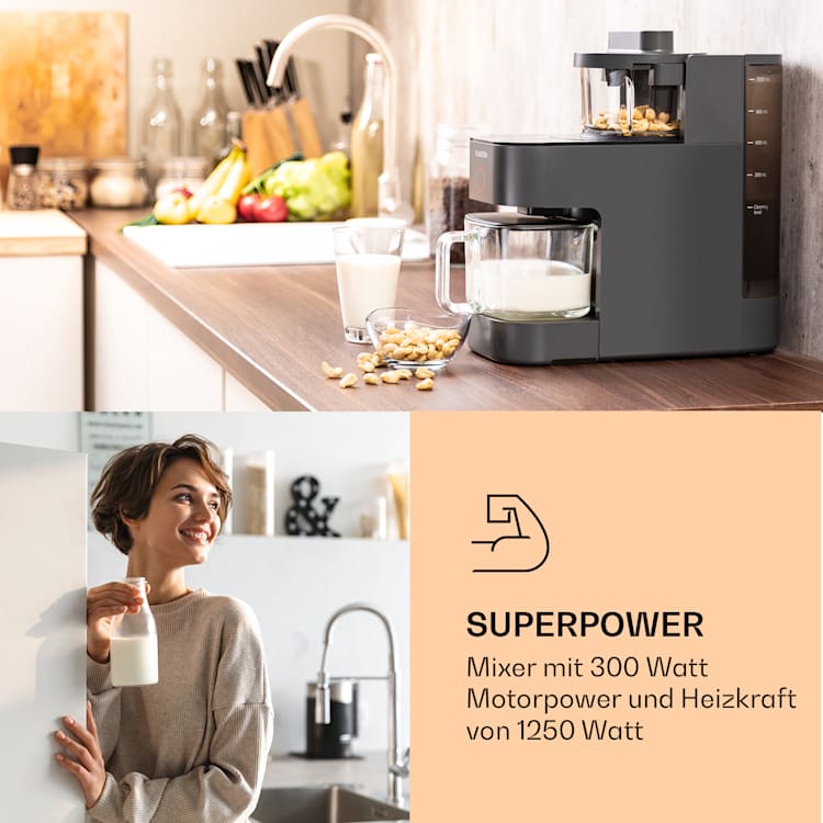 Marcia Nussmilchbereiter 300 - 1200 ml 360° Touch Wassertank