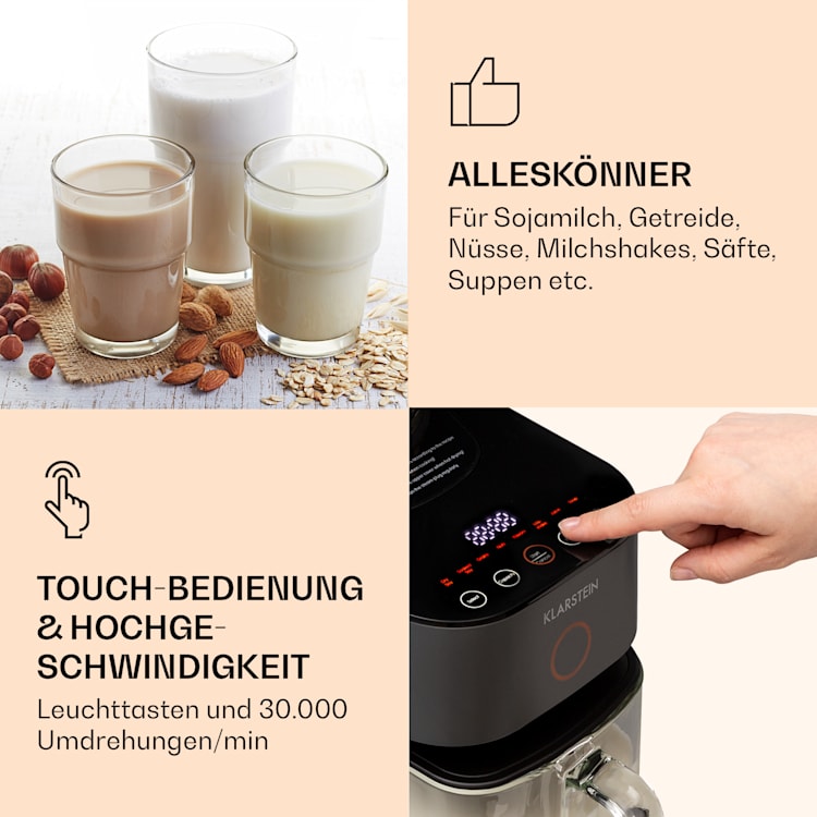 Marcia Nussmilchbereiter 300 - 1200 ml 360° Touch Wassertank
