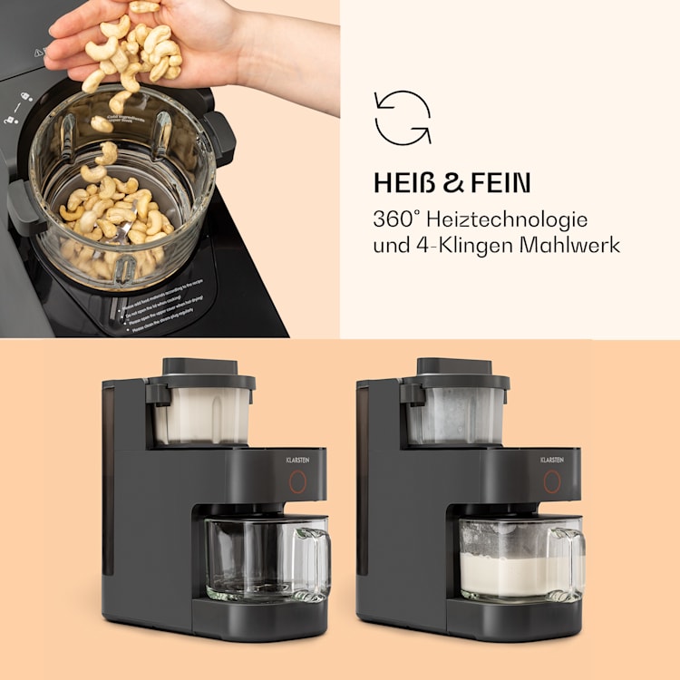 Marcia Nussmilchbereiter 300 - 1200 ml 360° Touch Wassertank