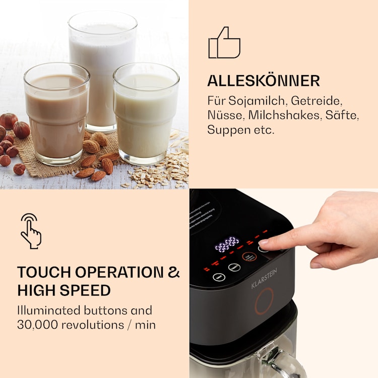 Marcia, výrobník rastlinného mlieka, 300 – 1200 ml, 360°, dotykový, odnímateľná nádoba na vodu