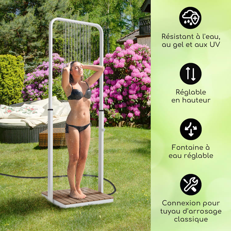 Sumatra Breeze Square douche de jardin WPC Aluminium 70 x 55 cm carrée Square | Argent