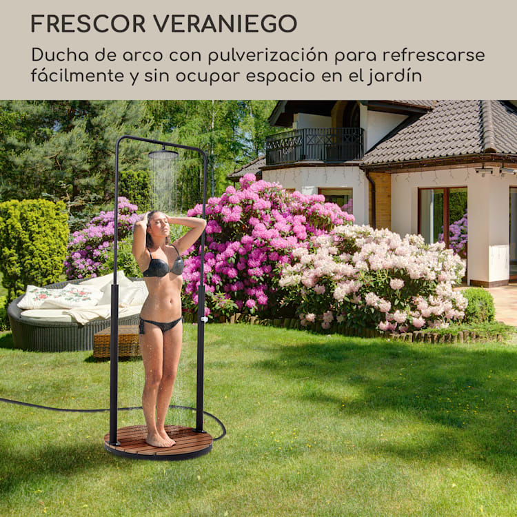 Sumatra Falls Round Ducha de jardín WPC Aluminio Ø 80 cm redonda round | Negro