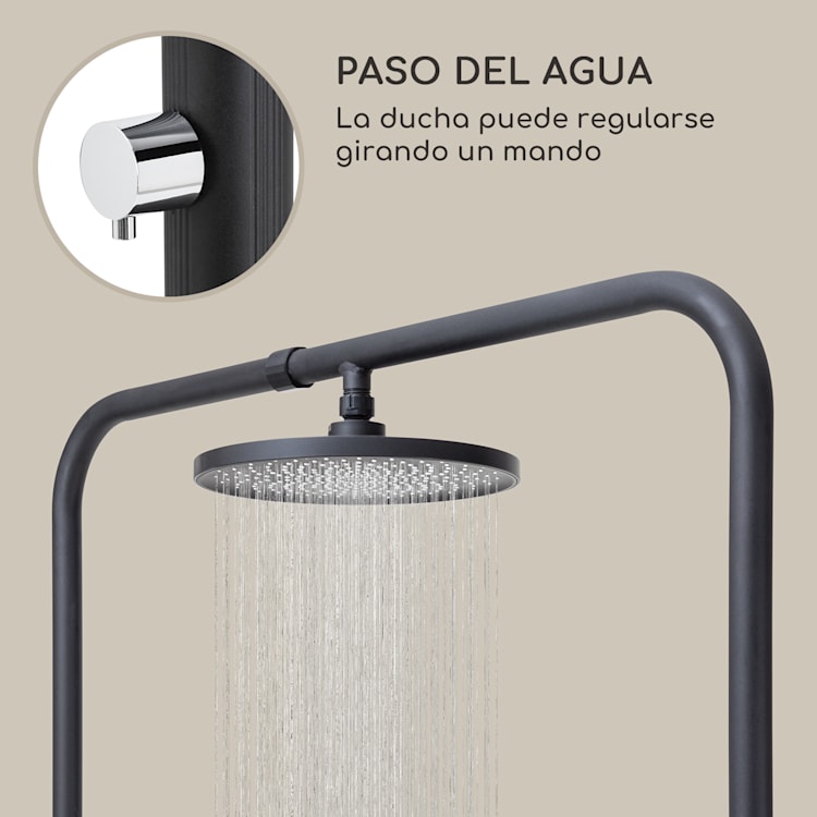 Sumatra Falls Round Ducha de jardín WPC Aluminio Ø 80 cm redonda round | Negro