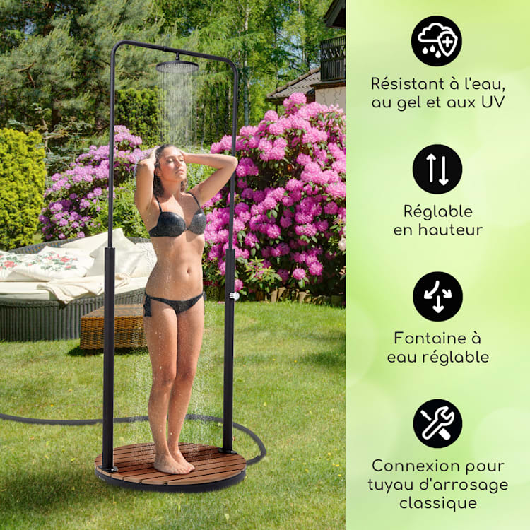 Sumatra Falls Round douche de jardin WPC Aluminium Ø 80 cm ronde Round | Noir
