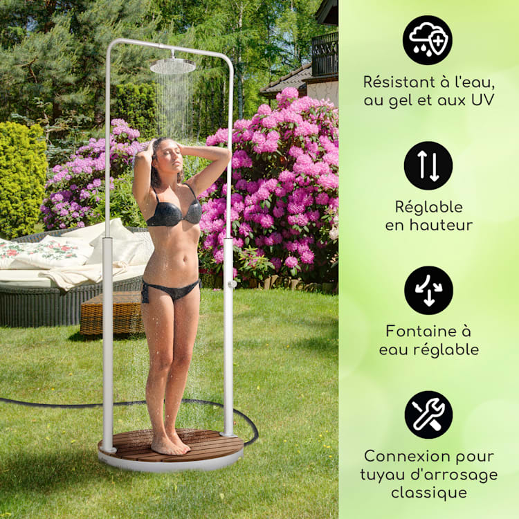 Sumatra Falls Round douche de jardin WPC Aluminium Ø 80 cm ronde Round | Argent