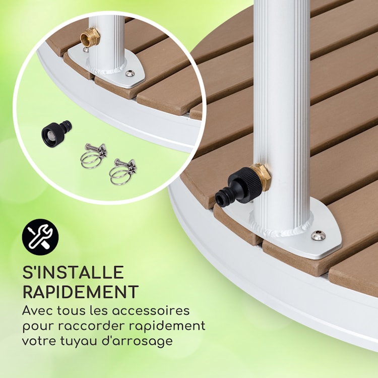 Sumatra Falls Round douche de jardin WPC Aluminium Ø 80 cm ronde Round | Argent