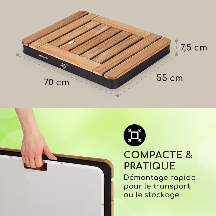 Sumatra Teak Square Douche de jardin Aluminium bois de teck Poignée de transport Square | Noir