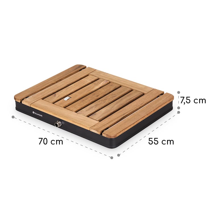 Sumatra Teak Square Douche de jardin Aluminium bois de teck Poignée de transport Square | Noir