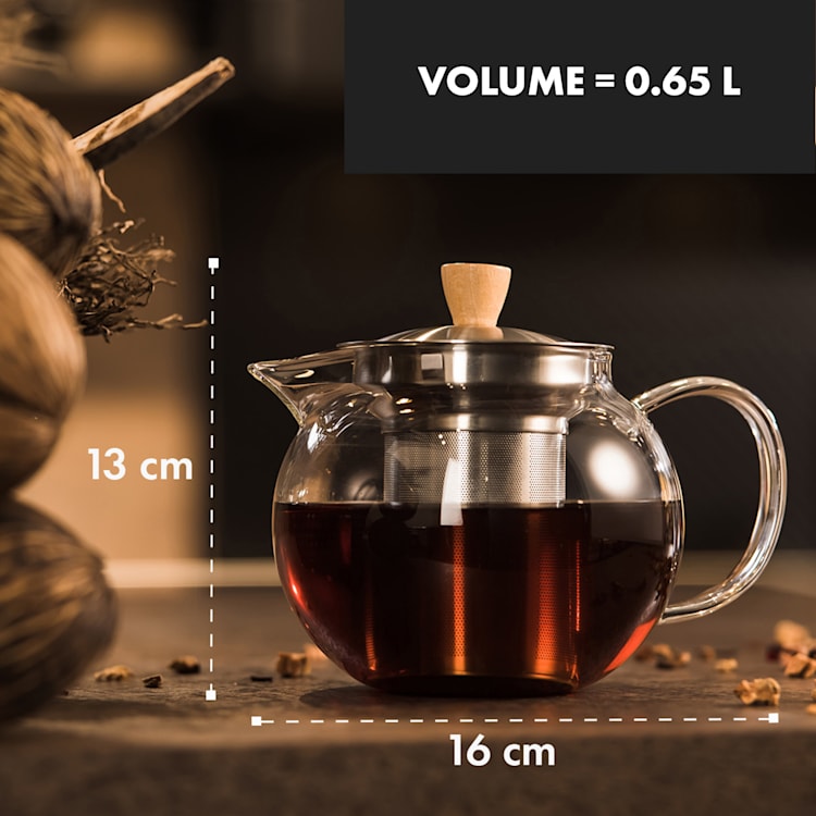Théière Sencha 0,65 l avec filtre en inox et couvercle en verre borosilicaté