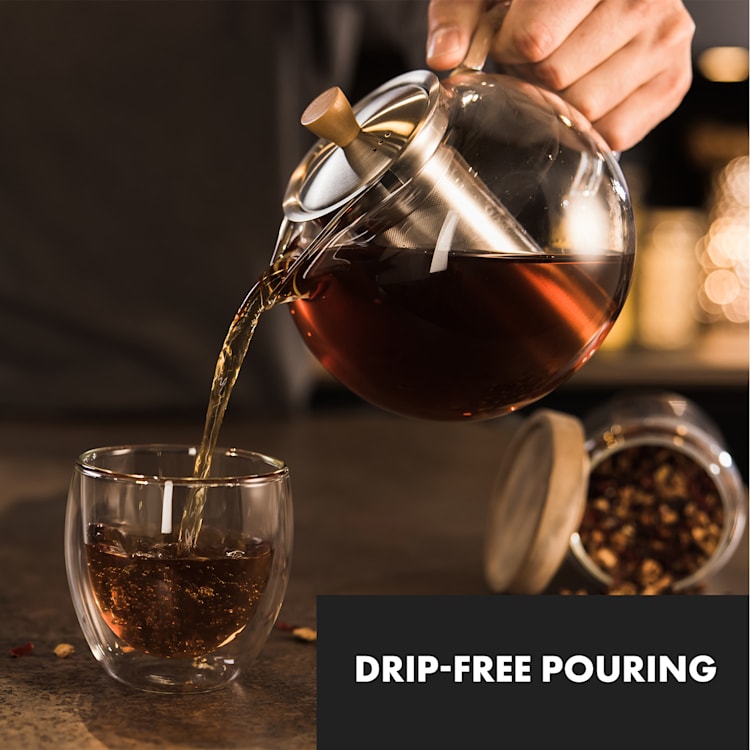 Sencha Théière design avec réchaud en acier inoxydable Hibiscus passoire 1,3 L