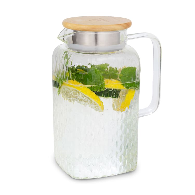 Glaswerk Livenza Wasserkrug 1,5 Liter Borosilikatglas Edelstahlsieb Deckel 1,5 Ltr