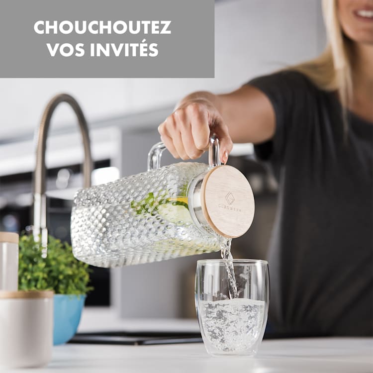 Glaswerk Livenza carafe d'eau 1,9 litre verre borosilicaté couvercle passoire en acier inoxydable 1,9 Ltr