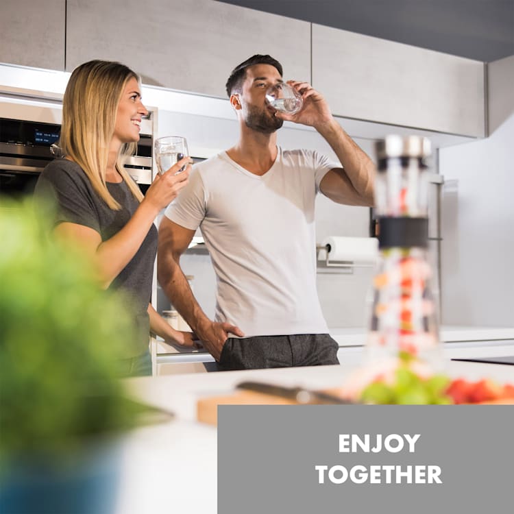 Sile, caraffa, 1 litro, vetro borosilicato, spiedino per frutta con tappo finale