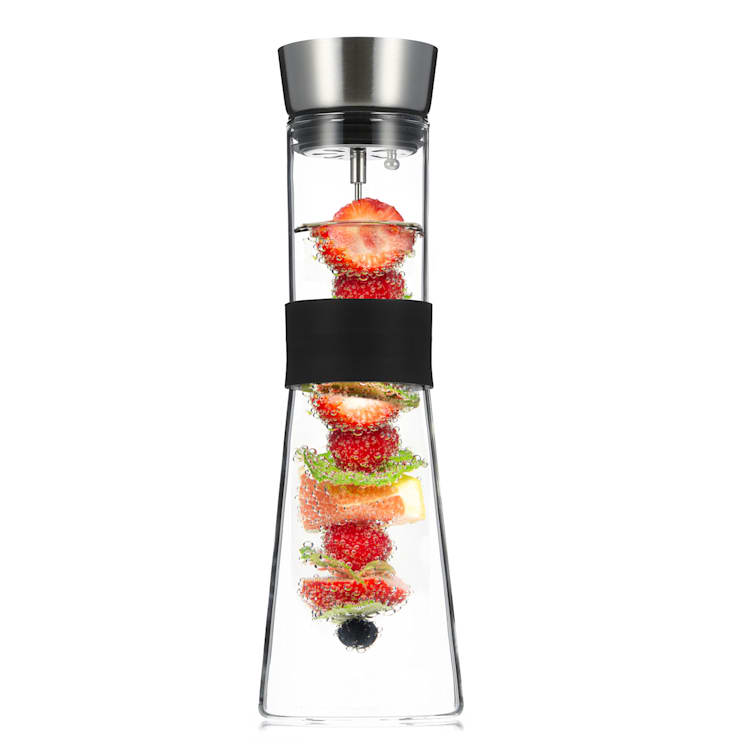 Sile, caraffa, 1 litro, vetro borosilicato, spiedino per frutta con tappo finale