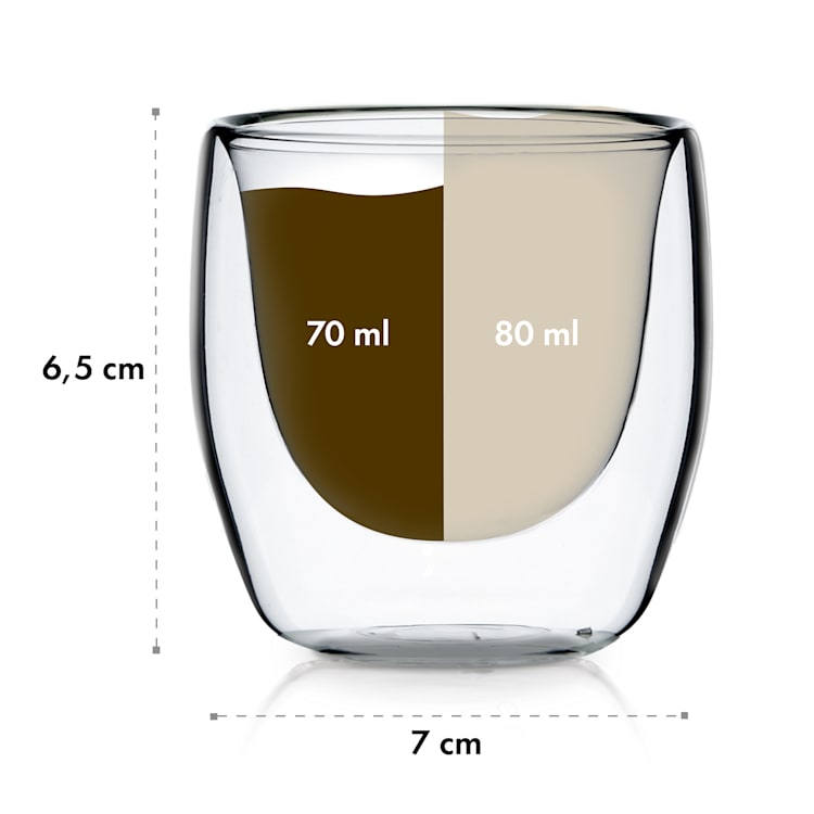 Vienna verres thermos à double paroi en verre borosilicaté fait main 80 ml