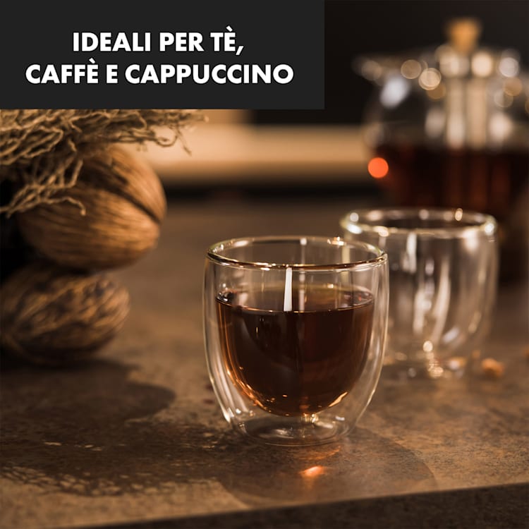 Altino, bicchieri termici a doppia parete, 250 ml, fatti a mano, vetro borosilicato