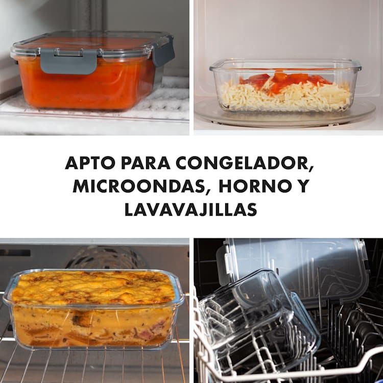 Jardine Juego de 3 fiambreras 1 compartimento 1040 ml Vidrio de borosilicato Tapa