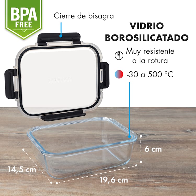 Jardine Juego de 3 fiambreras 1 compartimento 1040 ml Vidrio de borosilicato Tapa