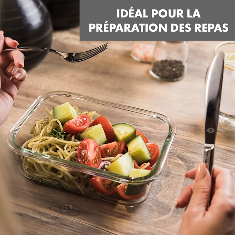 Jardine boîtes de conservation lot de 3, 1 compartiment 1040 ml verre borosilicaté couvercle