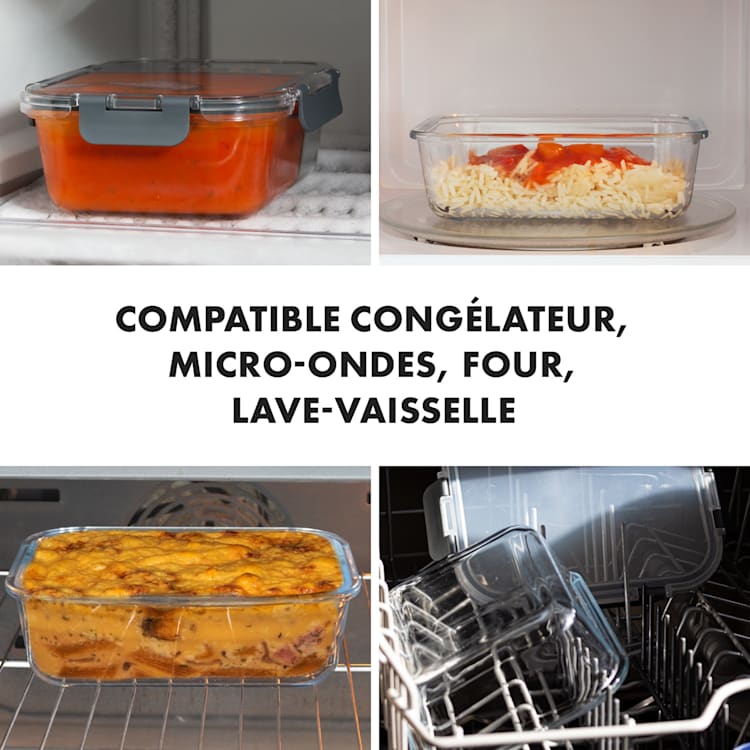 Jardine boîtes de conservation lot de 3, 1 compartiment 1040 ml verre borosilicaté couvercle