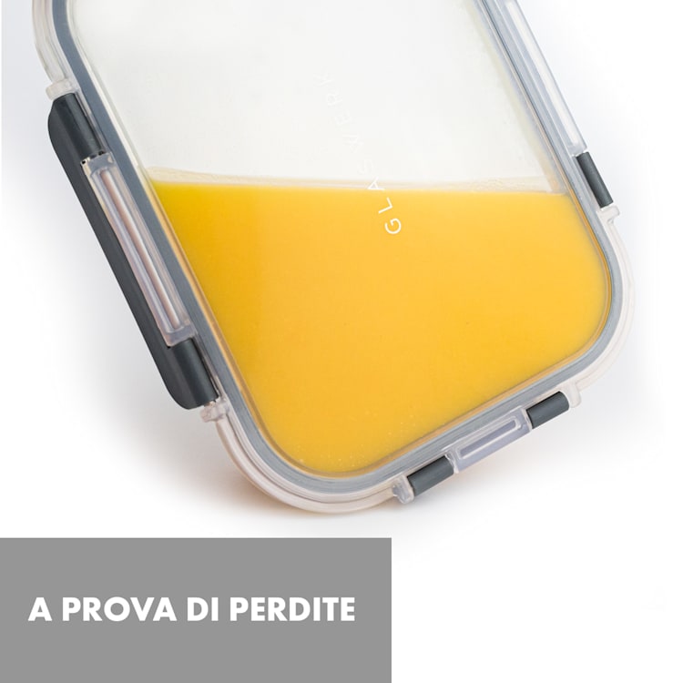 Jardine, contenitori salvafreschezza, set 3 pezzi, senza divisorio, 1040 ml, vetro borosilicato, coperchio