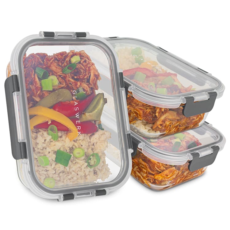 Jardine Juego de 3 fiambreras 1 compartimento 1040 ml Vidrio de borosilicato Tapa
