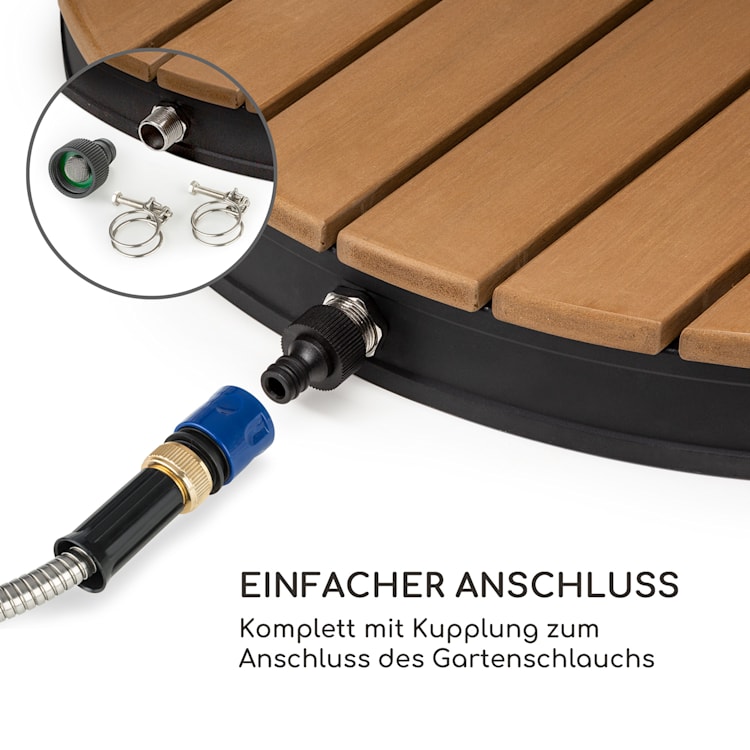 Cool Breeze Gartendusche WPC Aluminium Holzoptik Tragegriff Rund