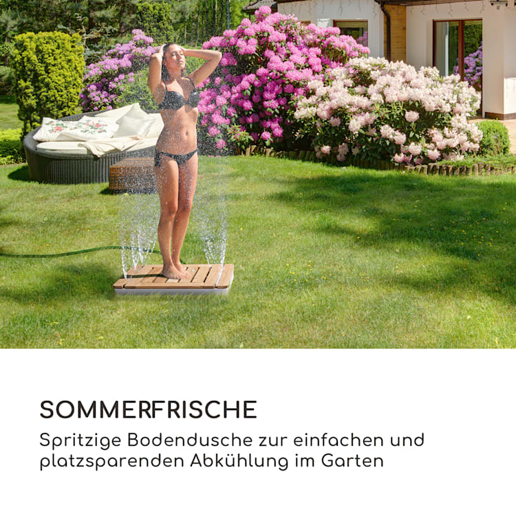 Cool Breeze Gartendusche Aluminium Teakholz Tragegriff Eckig