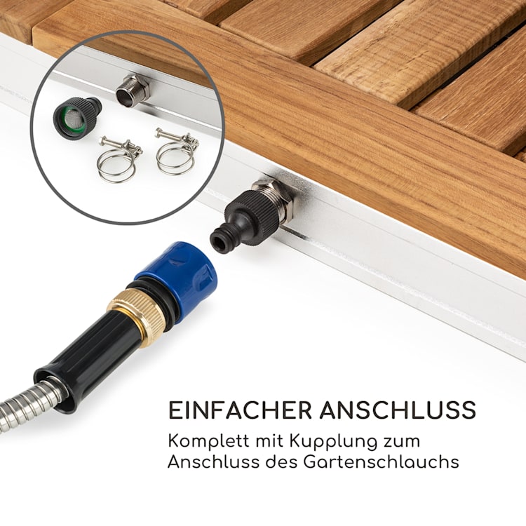 Cool Breeze Gartendusche Aluminium Teakholz Tragegriff Eckig