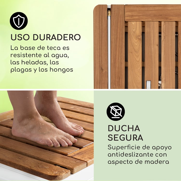 Sumatra Teak Square ducha de jardín aluminio madera de teca asa de transporte Square | Plata
