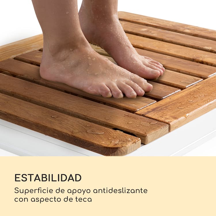 Cool Breeze ducha de jardín aluminio madera de teca asa de transporte Angular