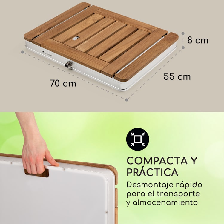 Sumatra Teak Square ducha de jardín aluminio madera de teca asa de transporte Square | Plata