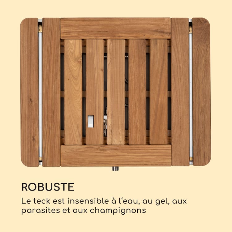 Cool Breeze Douche de jardin Aluminium bois de teck Poignée de transport Carré