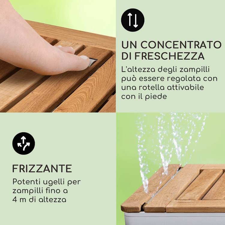Sumatra Teak Square - Doccia da giardino, WPC, alluminio, teak, impugnatura di trasporto Square | Argento
