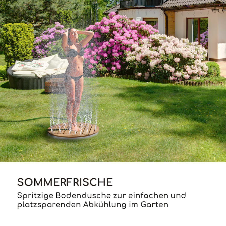 Cool Breeze Gartendusche Aluminium Teakholz Tragegriff Rund