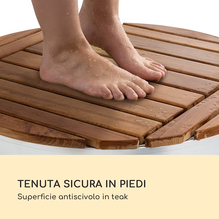 Cool Breeze - Doccia da giardino, WPC, alluminio, teak, impugnatura di trasporto Rotondo