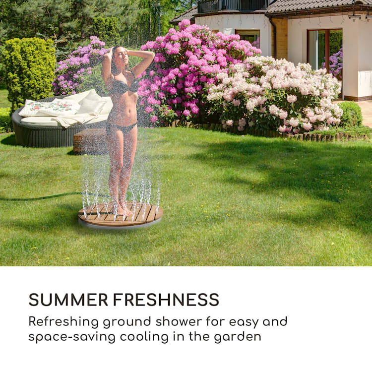Cool Breeze ulkosuihku alumiini tiikki kantokahva pyöreä