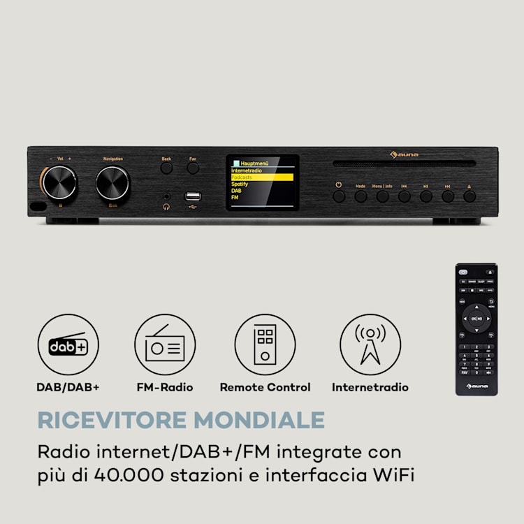 Black Star - Ricevitore CD HiFi, amplificatore, radio web/DAB+/FM, lettore CD, WiFi