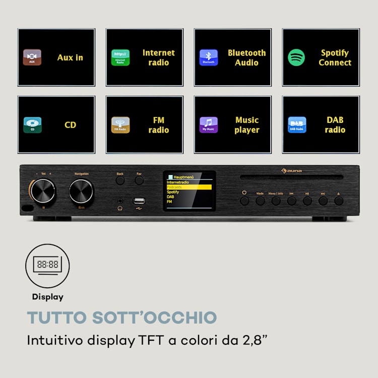 Black Star - Ricevitore CD HiFi, amplificatore, radio web/DAB+/FM, lettore CD, WiFi