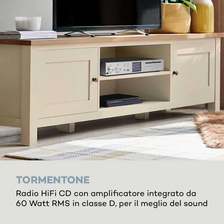 Silver Star - Ricevitore CD HiFi, amplificatore, radio web/DAB+/FM, lettore CD, WiFi Argento metallizzato