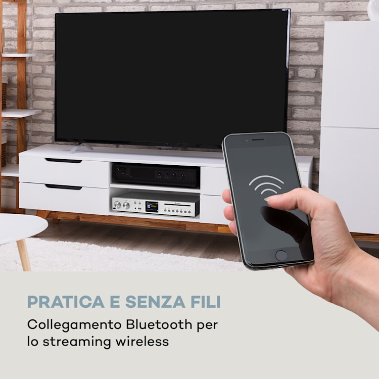 Silver Star - Ricevitore CD HiFi, amplificatore, radio web/DAB+/FM, lettore CD, WiFi Argento metallizzato