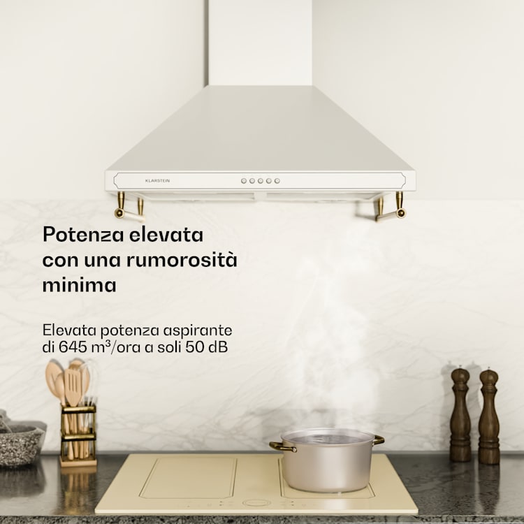 Cappa aspirante Victoria 60 cm design rétro 644,5 m³/h 2 lampade LED 60 cm | Bianco