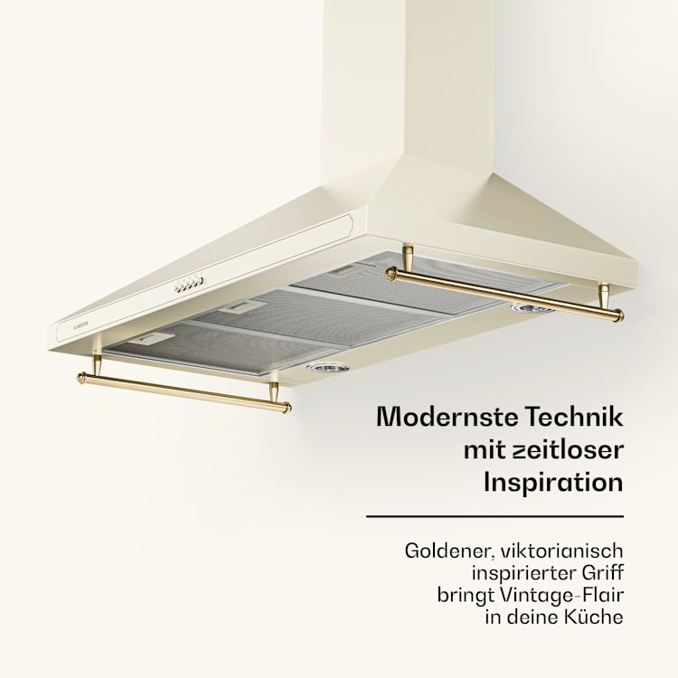 Victoria 90 Dunstabzugshaube 90cm Retro-Design 644,5m³/h 2 LED-Lampen 90 cm | Vintage-Creme