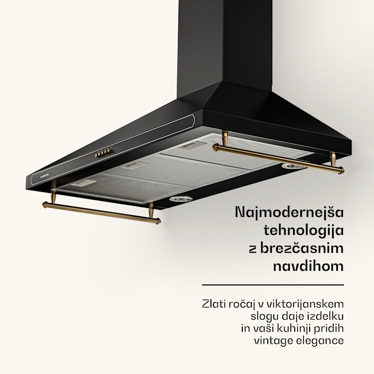 Victoria 90, napa, 90 cm, retro oblika, 644,5 m³/h, 2 LED luči 90 cm | Črna