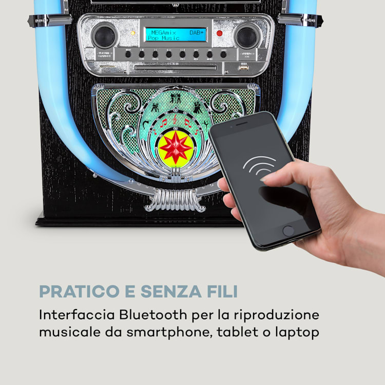 Jukebox Graceland Mini lettore CD giradischi DAB+/FM Radio LED