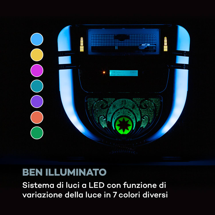 Jukebox Graceland Mini lettore CD giradischi DAB+/FM Radio LED