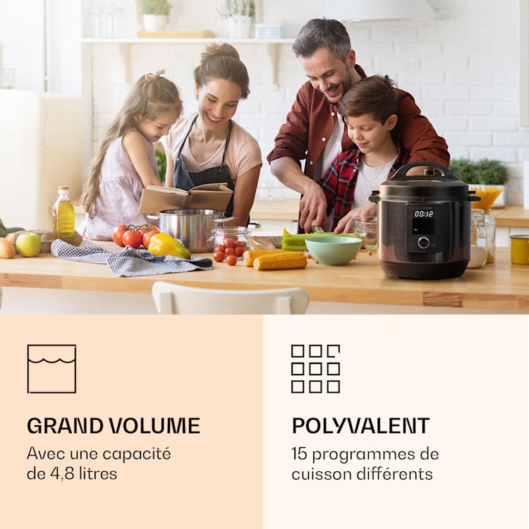 Quick Cook multifunctionele kookpan 1000 watt 4,8 liter 15 kookprogramma's