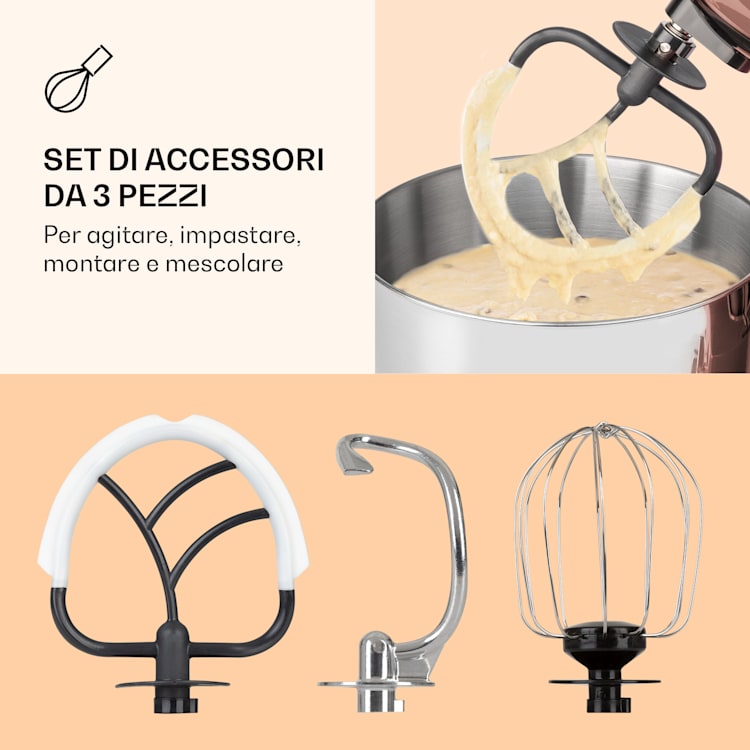Bella Pico 2G, robot da cucina, 1300W, 1,7 PS, 6 livelli, 5 litri Rosa tenue