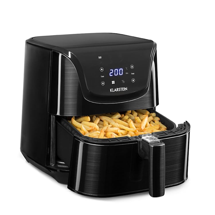 AeroVital Deluxe heteluchtfriteuse 1700 watt 5,4 liter edelstaal Luxe | Zwart Metallic